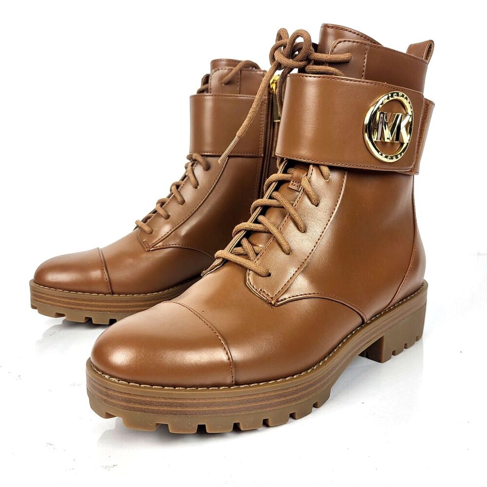 Michael Kors Leather Tatum Ankle Combat Boot